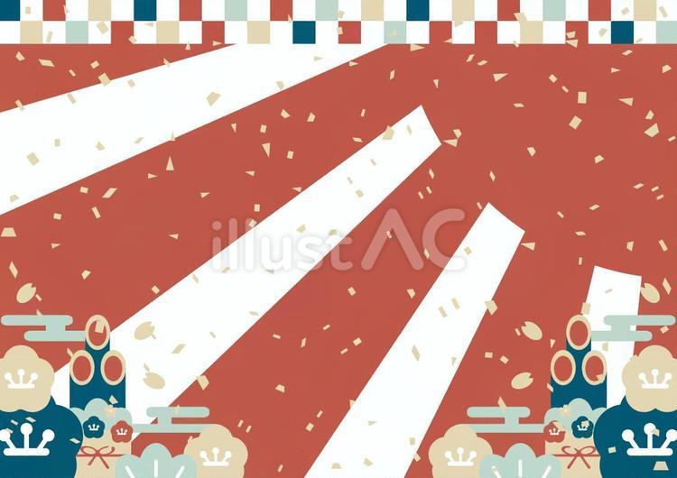 正月飾りと日の出背景 正月,新年,紙吹雪のイラスト素材