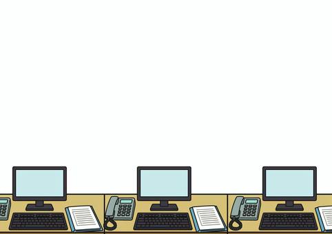 壁紙のオフィスデスクです。 壁紙,オフィス,シンプル,机,ワークスペース,パソコン,書類,モニタ,キーボード,電話のイラスト素材