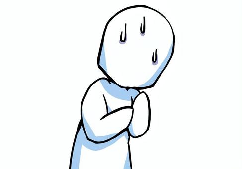 不安そうな人 不安,緊張,困る,迷う,恐れ,戸惑う,シンプル,棒人間のイラスト素材