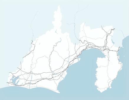 静岡県のシンプルなロードマップ  静岡,静岡県,富士,伊豆,浜松,道,路線,道路,高速道路,日本のイラスト素材