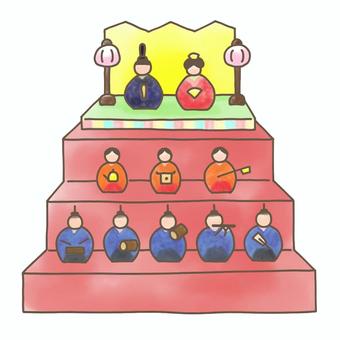 ひな人形　２０２５ ひな人形,おひなさま,お内裏様,雛飾り,三人官女,五人囃子,ひなまつり,伝統行事,節句,日本のイラスト素材