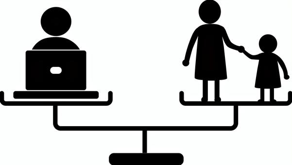 ライフワークバランス２ 働き方改革,ライフワークバランス,ビジネス,仕事,家庭,労働,生活,外出,親子,家族のイラスト素材