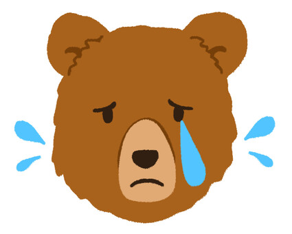 悲しそうに涙を流している可愛いクマの顔 熊,ヒグマ,泣く,顔,動物,動物園,かわいい,表情,悲しい,涙のイラスト素材