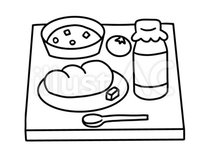 給食 線画イラスト