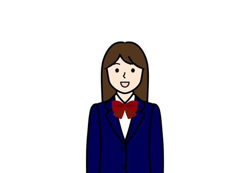 ロングヘアのブレザーの中学生・高校生女子 ロングヘア,制服,女子,リボン,中学生,高校生,学生,上半身,長袖,ブレザーのイラスト素材