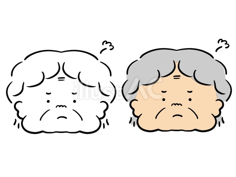 怒るおばあちゃん シニア,高齢者,介護のイラスト素材