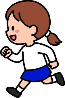 白の走る女の子です。 走る,シンプル,アクション,子供,元気,屋外,遊ぶ,動き,笑顔,女の子のイラスト素材