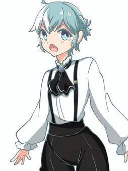 異世界風の少年 少年,男の子,可愛い,かわいい,ハーネス,水色髪のイラスト素材