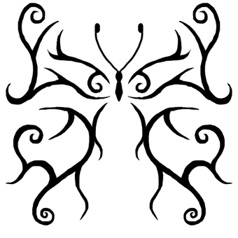 蝶々のタトゥーデザイン ネオトライバル,トライバル,タトゥーデザインのイラスト素材