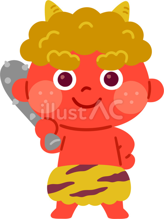 赤鬼(全身) 鬼,赤鬼,妖怪のイラスト素材