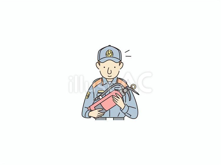 消化器を点検する消防設備士 火災予防,防災意識,防火訓練のイラスト素材