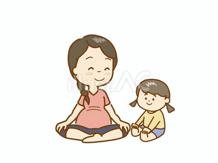 親子　妊婦さんヨガ 親子,母親,ヨガのイラスト素材