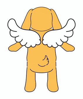 羽のある犬後ろ姿 犬,ペット,ミニチュアダックスフンド,ビーグル,ゴールデンレトリバー,垂れ耳,白,羽,羽根,翼のイラスト素材