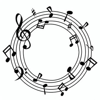 丸い五線譜と音符 五線譜,音符,丸,ト音記号,黒,アイコンのイラスト素材