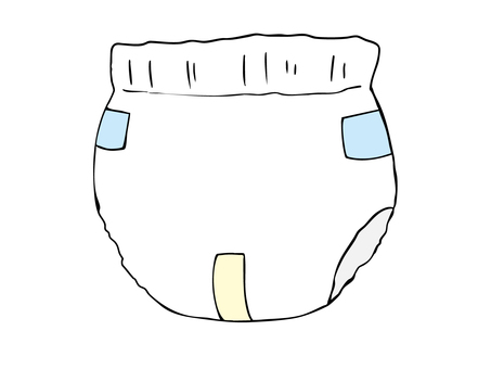 紙おむつ おむつ,テープ,主線あり,広告,チラシ,cm,白背景,背景透過,ゆるかわ,かわいいのイラスト素材
