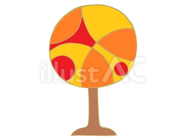 丸々な紅葉の木 木,紅葉,丸のイラスト素材