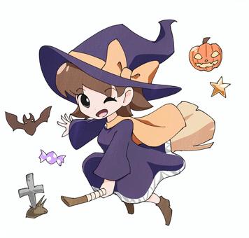 魔女っ子1 魔女っ子1 魔女,女の子,少女,女性,魔法使い,魔法,ほうき,ハロウィン,10月,イベントのイラスト素材