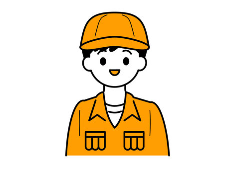 作業服の男性のイラスト04 人物,男性,20代,30代,上半身,社会人,会社員,作業服,作業着,キャップのイラスト素材