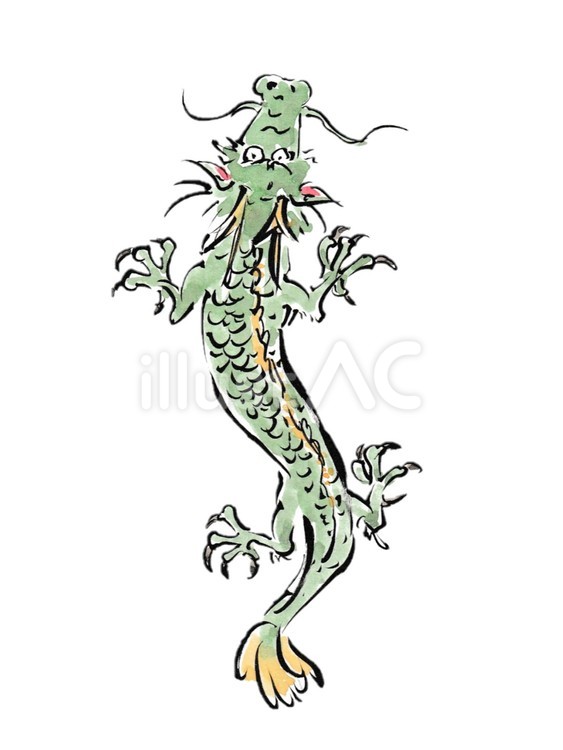 年賀状素材　トカゲみたいな形の昇竜 年賀状,龍,辰年のイラスト素材