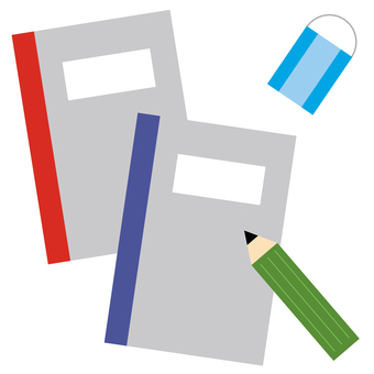 ノート、鉛筆、消しゴムの文房具セット ノート,鉛筆,消しゴム,文房具,筆記具,学用品,ステーショナリー,新学期,勉強,学習のイラスト素材