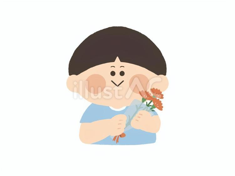 花束を持った男の子 花,花束,カーネーションのイラスト素材