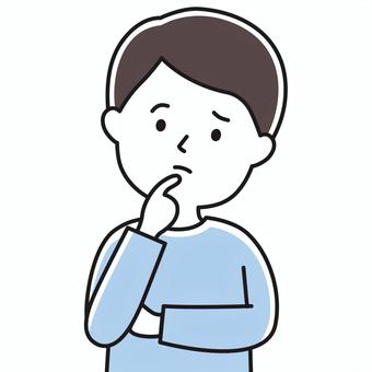 疑問 上半身 男性_顔白-影 SHM 男性,メンズ,疑問,考える,悩み,気になる,なんで,思考,考え中,選ぶのイラスト素材