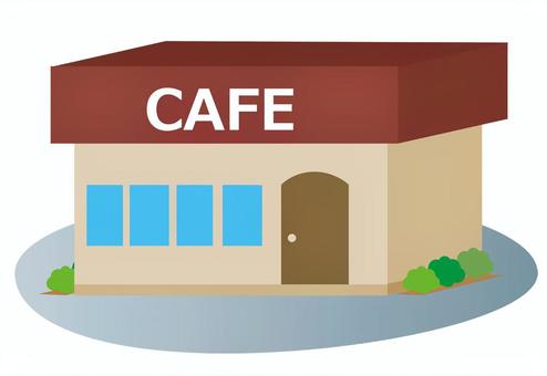 喫茶店　立体 喫茶店,飲食店,カフェ,植物,建物,立体,シンプル,建造物,緑,葉っぱのイラスト素材