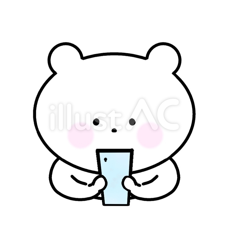 クマ、スマホを見る クマ,動物,スマホのイラスト素材