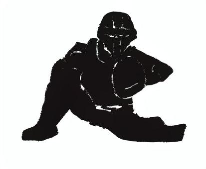 野球捕手のシルエット 野球,ベースボール,プロ野球,高校野球,メジャー,スポーツ,社会人野球,試合,甲子園,選手のイラスト素材