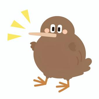 ひらめき/気づくアクション（キウイ） 動物,生き物,ひらめき,気づき,キウイ,鳥,アクション,ポーズ,かわいい,シンプルのイラスト素材