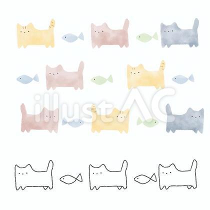猫と魚 ライン