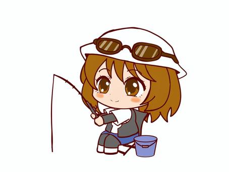 釣りをする女の子