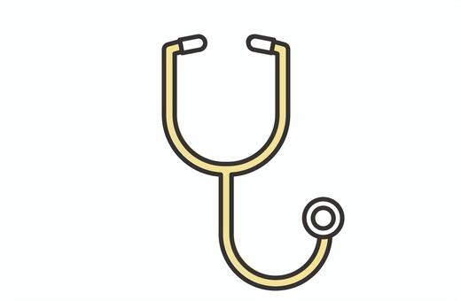 黄色い聴診器のアイコン 聴診器,アイコン,先生,病院,内科,小児科,内診,気管支,喘息,肺のイラスト素材