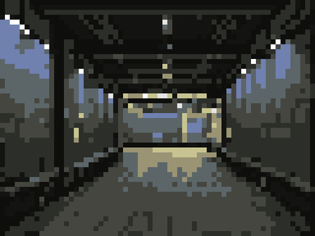 ドット絵 暗い通路 ドット絵,通路,地下,建物,レトロゲームのイラスト素材