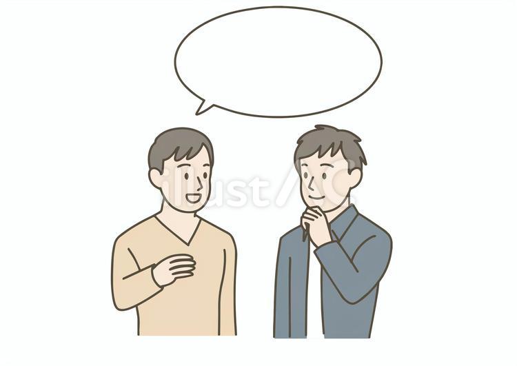 会話する男性たちと吹き出しのフレーム 人物,男性,カジュアルのイラスト素材