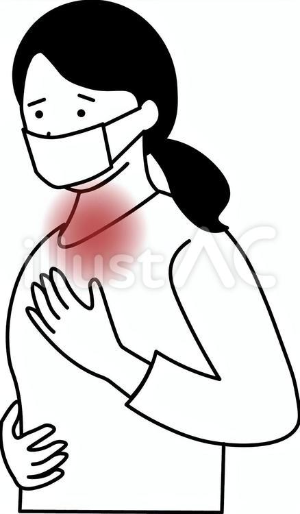 人物　女性　咽頭痛　 人物,女性,ウイルスのイラスト素材