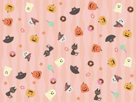 POPピンクなハロウィンパターン背景素材 ハロウィン,ハロウィーン,パターン柄,模様,背景,かぼちゃ,ジャック・オー・ランタン,ゴースト,こうもり,黒猫のイラスト素材