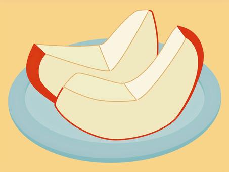 水色の皿に載ったカットりんご りんご,カット,果物,ひし形,くし形切り,フルーツ,食べ物,皮付き,おやつ,デザートのイラスト素材