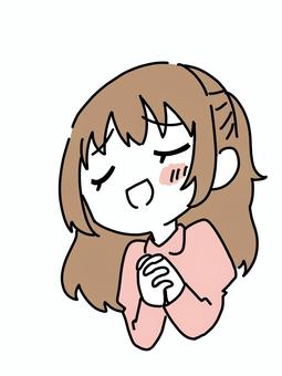 夢見がちな女の子 デフォルメ,シンプル,透過,夢見がち,妄想,憧れ,女の子のイラスト素材