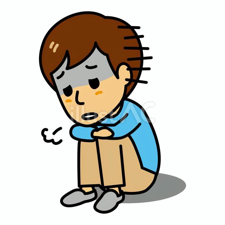 落ち込む男性　 男性,若い,青年のイラスト素材