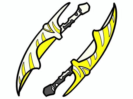 双剣のアイコン『黄』 双剣,武具,刃,モチーフ,カラー,両手,装備,近接,斬る,裂くのイラスト素材