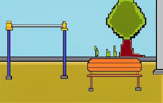 ドット絵　公園 公園,木,ベンチ,ドット絵,鉄棒のイラスト素材
