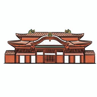 首里城 首里城,沖縄,手描き,手描きイラスト,文化遺産のイラスト素材