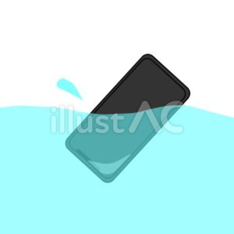 可愛い水没したスマートフォン スマホ,可愛い,黒色のイラスト素材