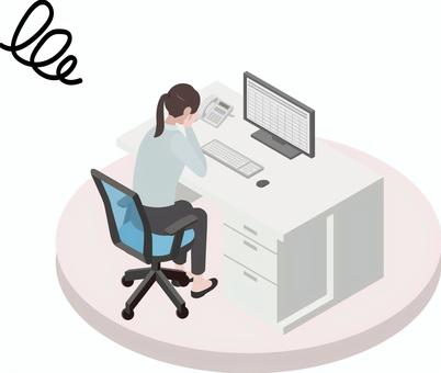 アイソメトリック_働く人④-7 アイソメトリック_働く人④-7 アイソメトリック,オフィス,会社員,女性,嘆く,オフィスワーク,働く,仕事,アイソメ,立体のイラスト素材