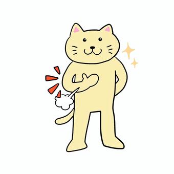 まかせてと胸をたたくねこ ねこ,動物,キャラ,ポップ,かわいい,まかせて,おまかせ,はりきる,やる気,ポジティブのイラスト素材