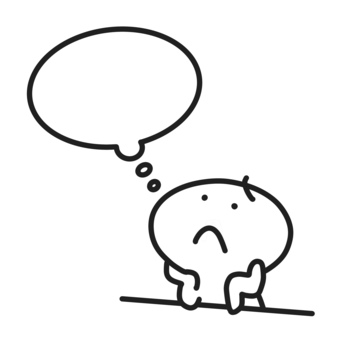 頬杖をついて思い悩む人　吹き出し　考える 考える,吹き出し,棒人間,悩む,悩み,思い出す,不安,想像,ふきだし,かわいいのイラスト素材