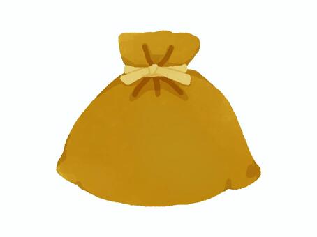 もちきんちゃく 餅巾着,油揚げ,かんぴょう,お餅,きつね色,1個,おでん,具,手書き風のイラスト素材