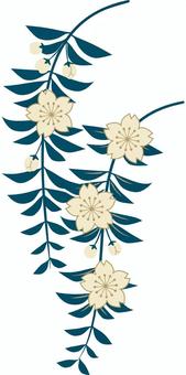 和風の枝垂れ桜 和風の枝垂れ桜 桜,枝垂れ桜,春,和,花,正月,葉,和柄,日本,柄のイラスト素材