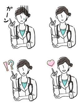 Female doctor's facial expression set_shock, heart, JPG, PNG and AI Female doctor's facial expression set_shock, heart, a woman doctor, a doctor, doctor, JPG, PNG and AI
